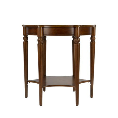 28" Brown Wood Round Coffee Table With Shelf