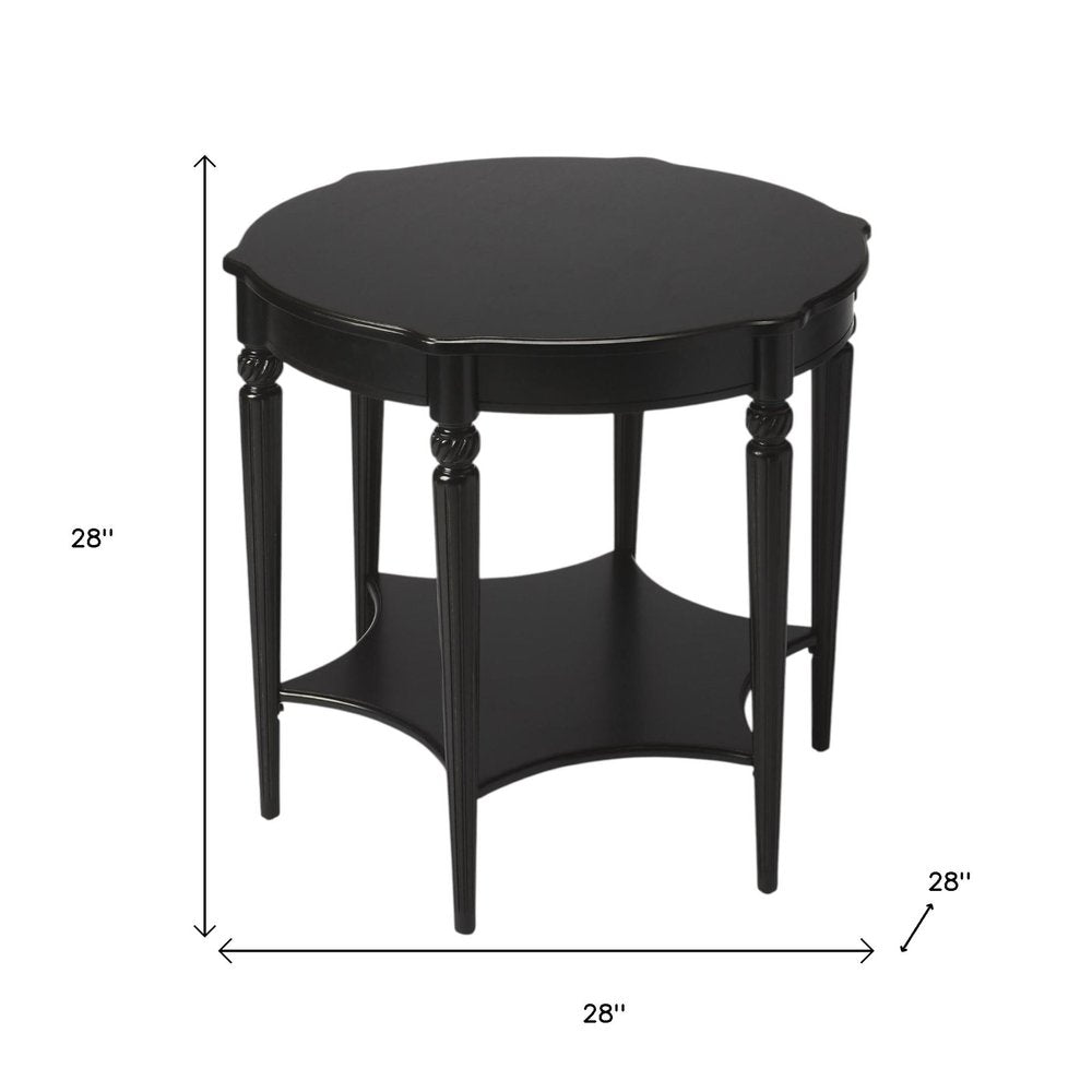 28" Brown Wood Round Coffee Table With Shelf