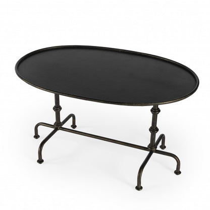 38" Silver Aluminum Oval Coffee Table
