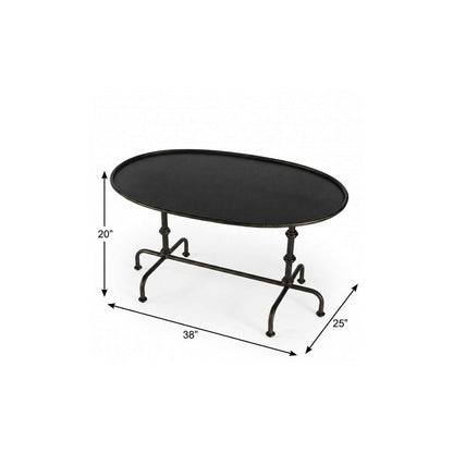 38" Silver Aluminum Oval Coffee Table