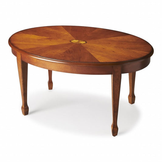 38" Brown Wood Oval Coffee Table
