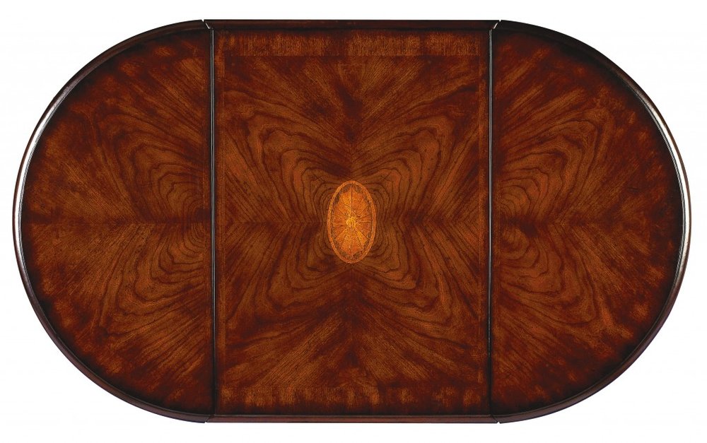 19" Brown and Dark Brown Wood Oval Coffee Table With Drawer