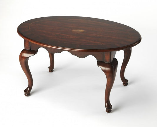 38" Brown Wood Oval Coffee Table