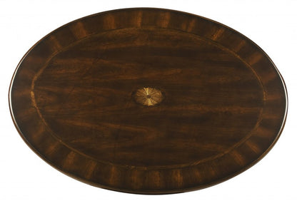 38" Brown Wood Oval Coffee Table
