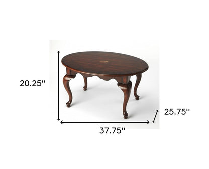 38" Brown Wood Oval Coffee Table