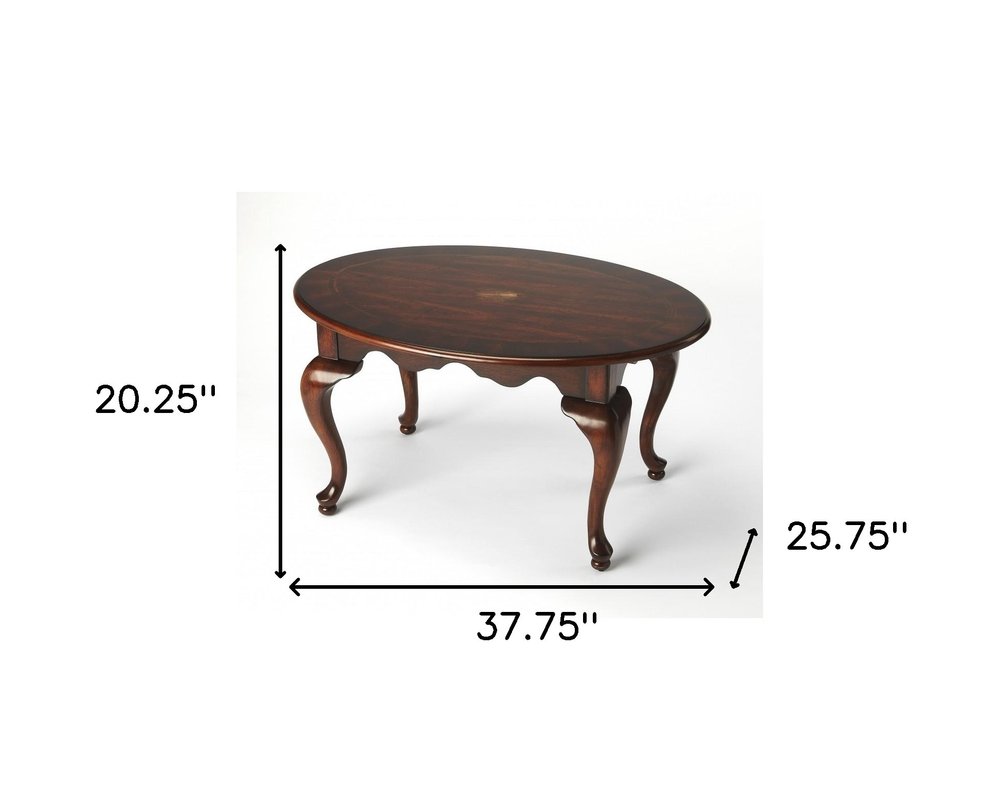 38" Brown Wood Oval Coffee Table