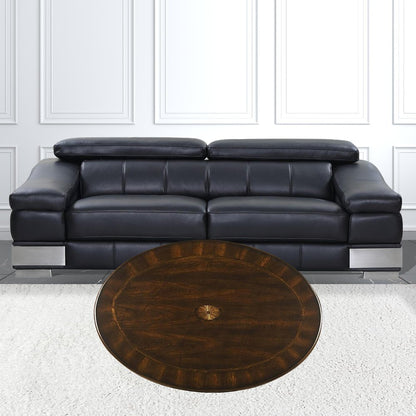 38" Brown Wood Oval Coffee Table