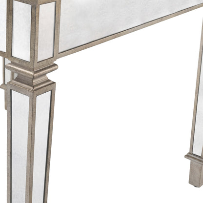 36" Brown and Silver Wood Coffee Table