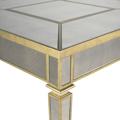 36" Brown and Silver Wood Coffee Table