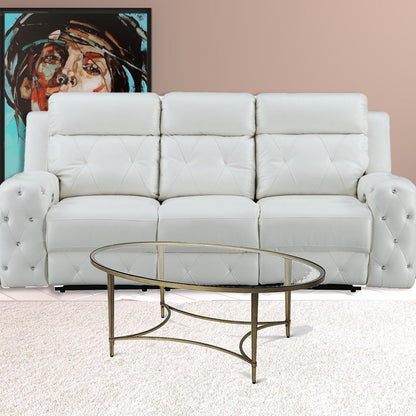 50" Clear and Gold Glass and Metal Oval Coffee Table