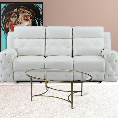 50" Clear and Gold Glass and Metal Oval Coffee Table