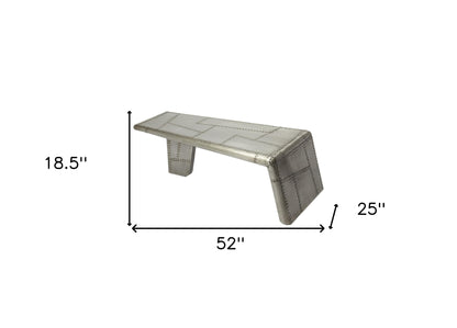52" Gray Aluminum and Metal Frame Coffee Table