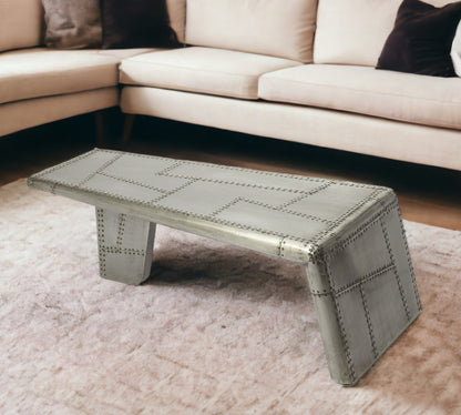 52" Gray Aluminum and Metal Frame Coffee Table