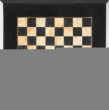 18" Black Stone and Metal Square Coffee Table