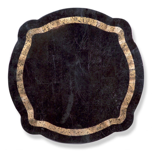 20" Black and Brown Stone and Wood Free Form Coffee Table With Drawer
