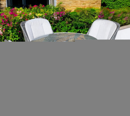 Five Piece Gray Round Glass Dining Set