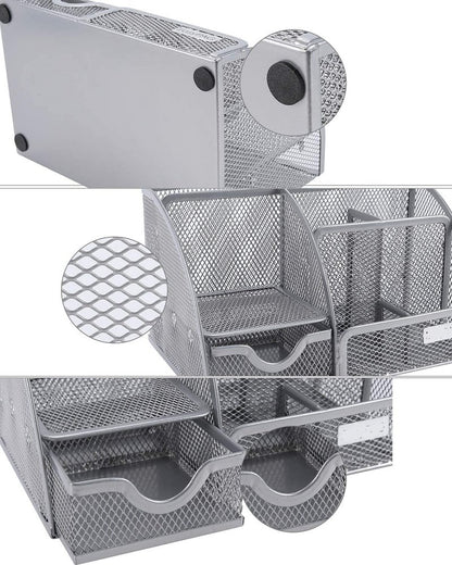 9" Gray Metal Desk Organizer