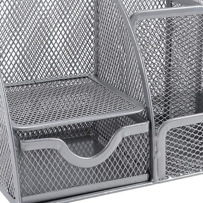 9" Gray Metal Desk Organizer