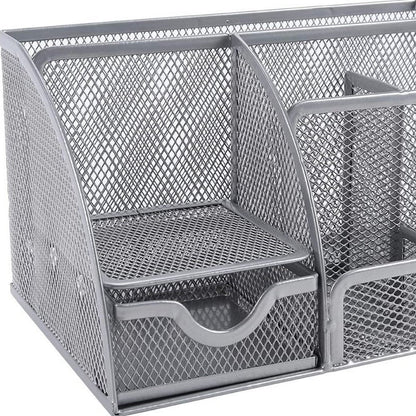 9" Gray Metal Desk Organizer