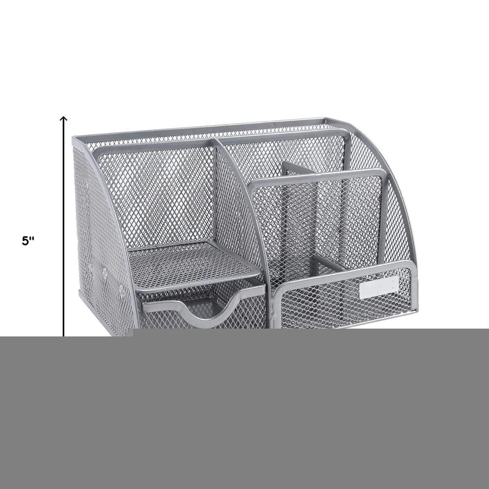 9" Gray Metal Desk Organizer