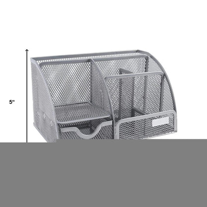 9" Gray Metal Desk Organizer