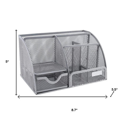 9" Gray Metal Desk Organizer