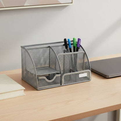 9" Gray Metal Desk Organizer
