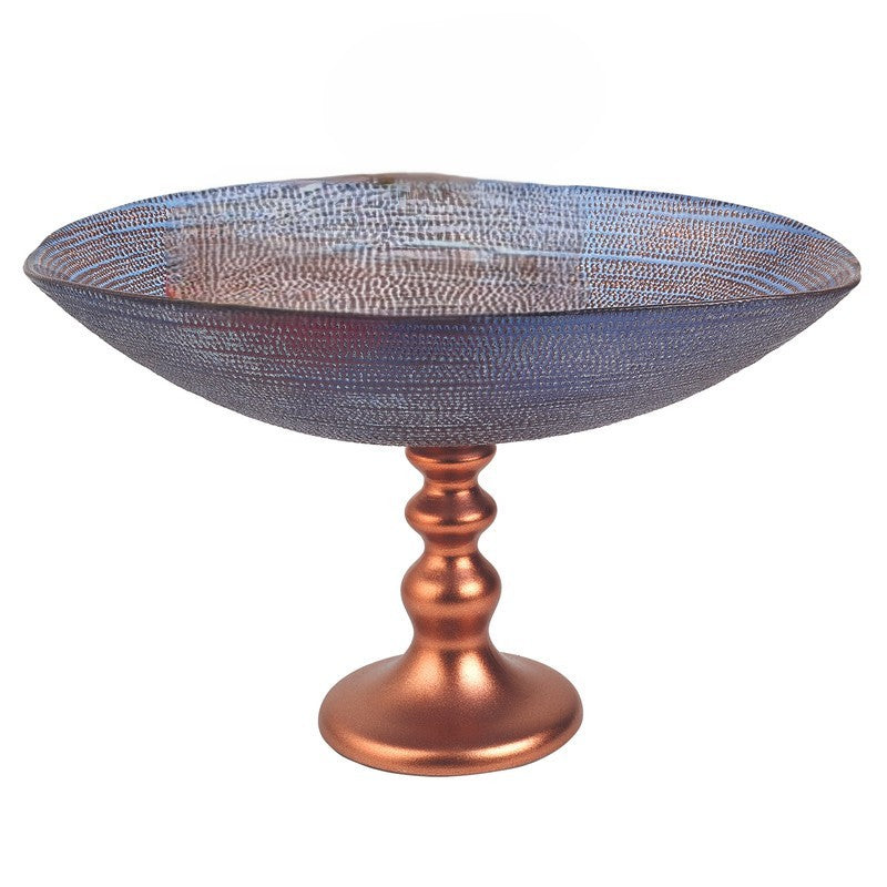 Handcrafted European Glass Centerpiece Low Footed Bowl