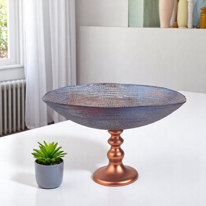 Handcrafted European Glass Centerpiece Footed Bowl