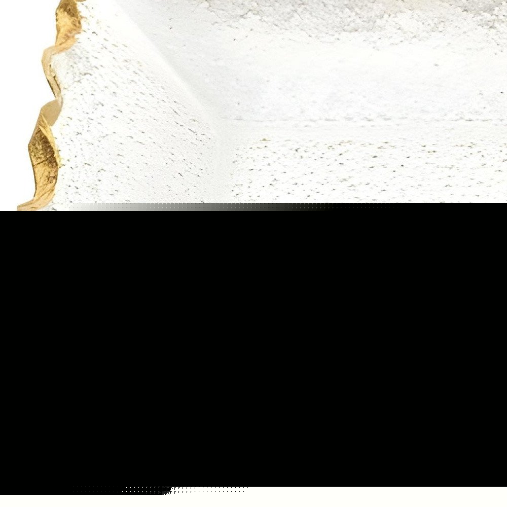14" Clear and Gold Bubble Glass Scalloped Rim Rectangular Tray