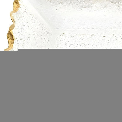 14" Clear and Gold Bubble Glass Scalloped Rim Rectangular Tray