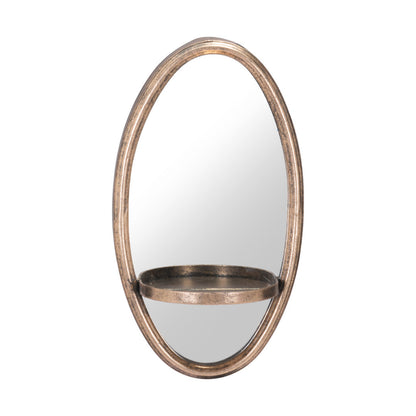 13" Gold Oval Accent Framed Mirror With Shelf
