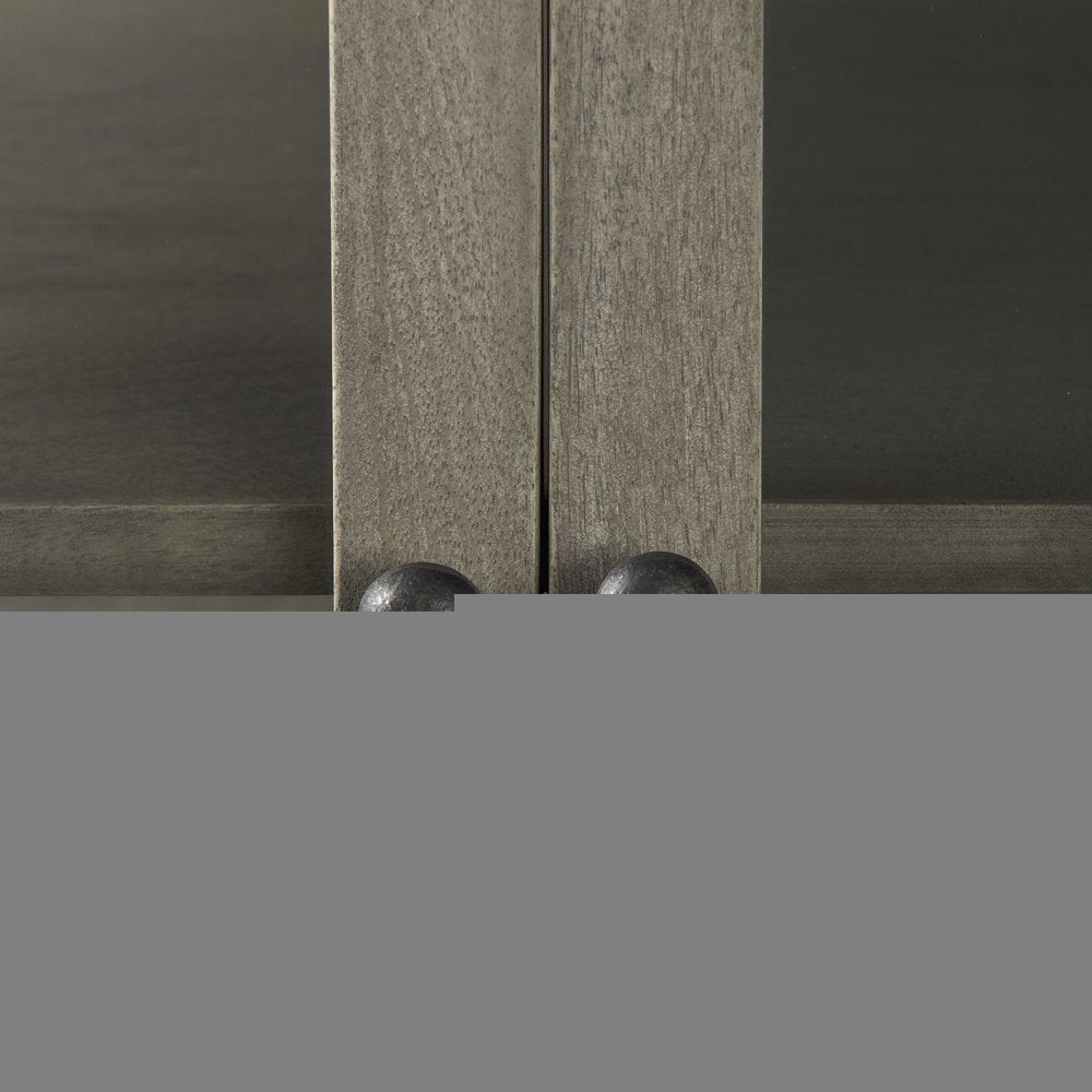 38" Gray Solid Wood Sideboard with Two Glass Doors