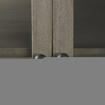 38" Gray Solid Wood Sideboard with Two Glass Doors