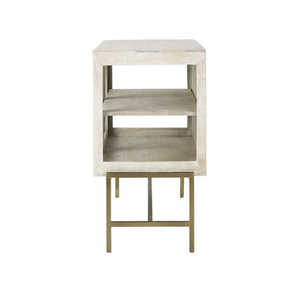 38" White Solid Wood Sideboard with Two Glass Doors