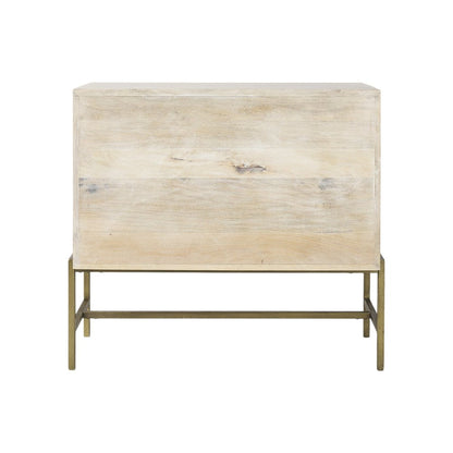 38" White Solid Wood Sideboard with Two Glass Doors