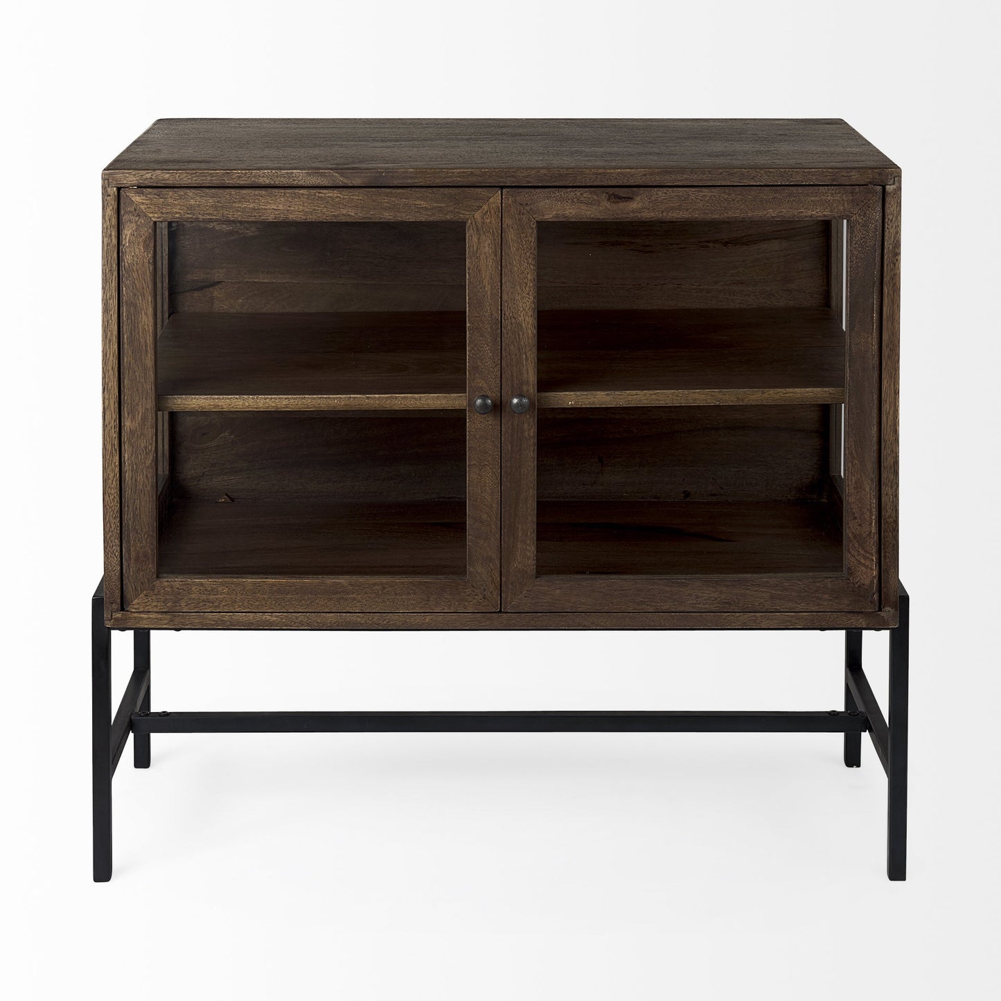 38" White Solid Wood Sideboard with Two Glass Doors