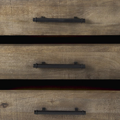 20" Brown and Black Distressed Accent Cabinet With Three Drawers