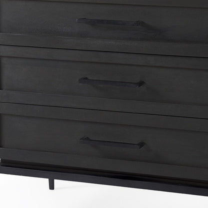 36" Black And White Solid Wood And Marble Three Drawer Dresser