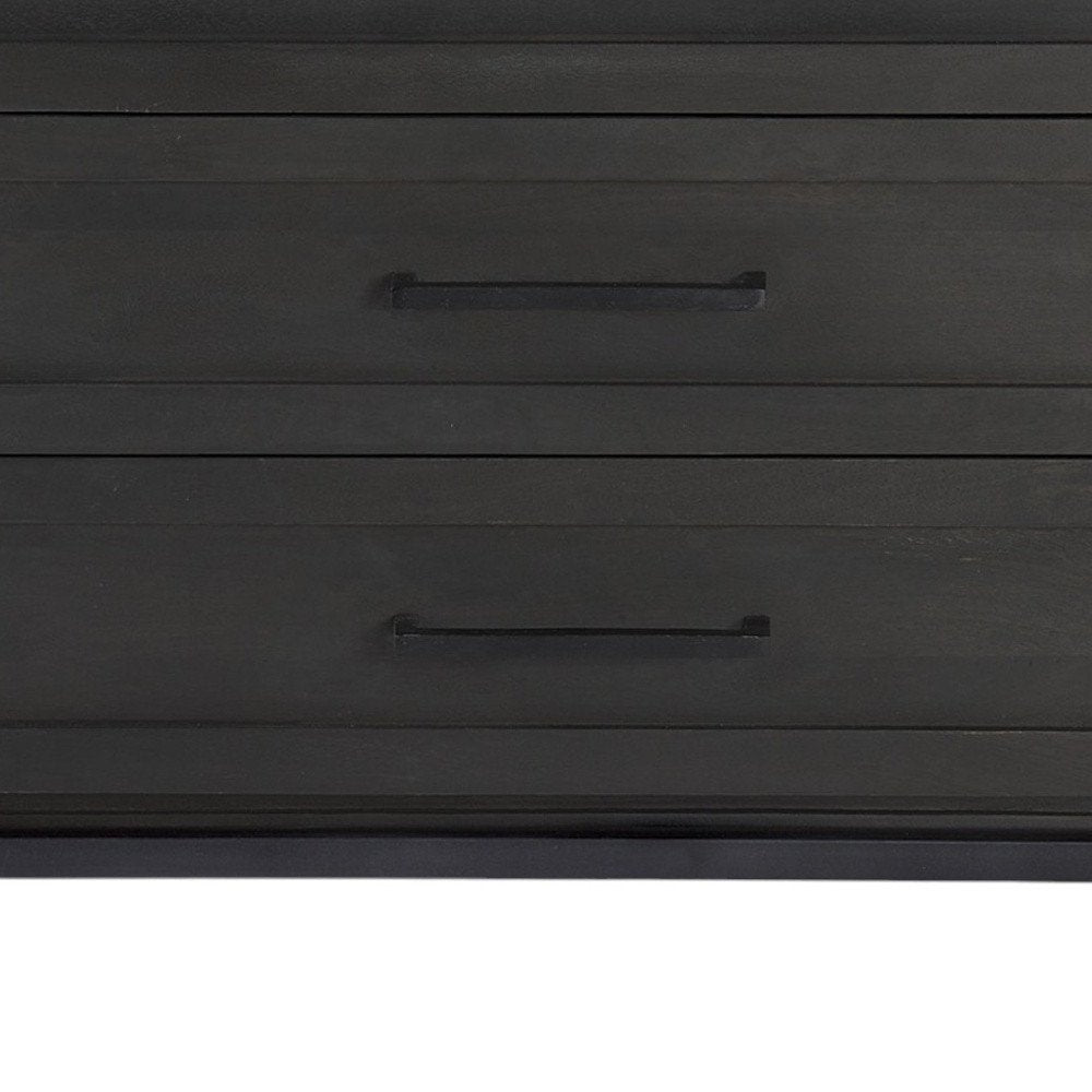 36" Black And White Solid Wood And Marble Three Drawer Dresser