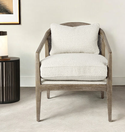 29" Gray and Brown Fabric Arm Chair