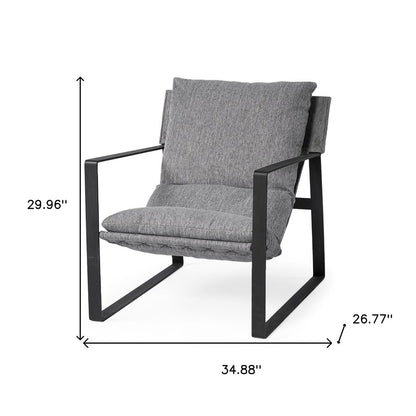 35" Gray and Black Fabric Wingback Chair