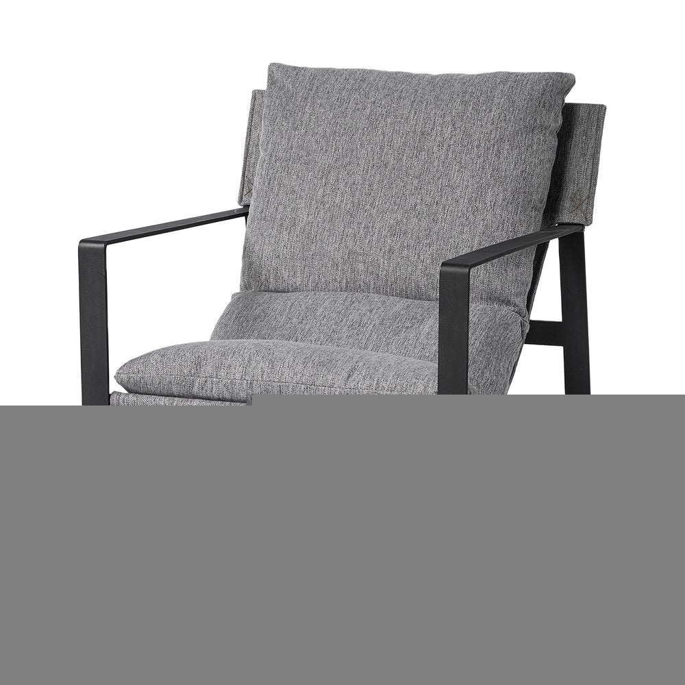 35" Gray and Black Fabric Wingback Chair