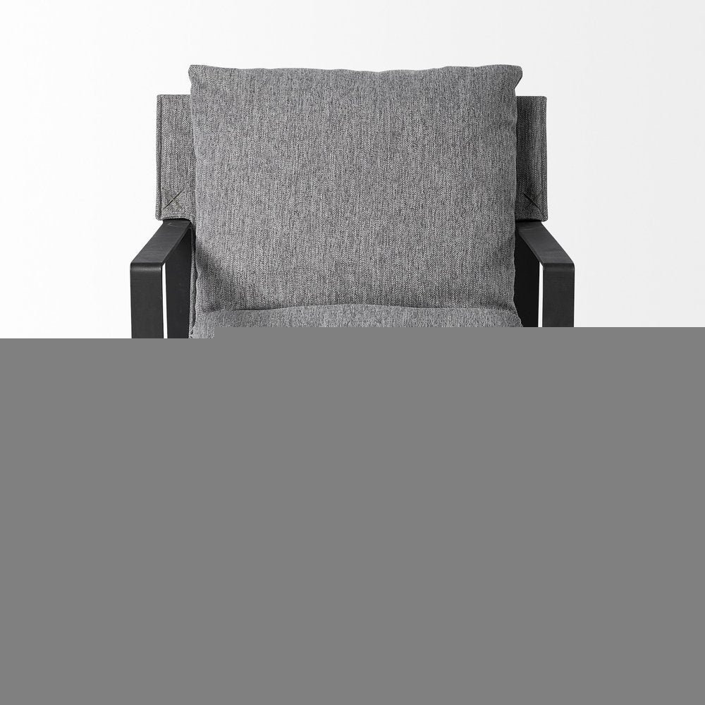 35" Gray and Black Fabric Wingback Chair