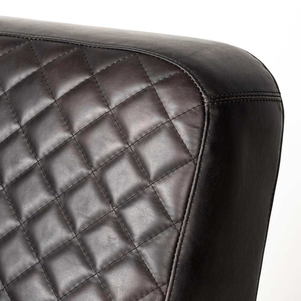36" Black and Gold Leather Lounge Chair