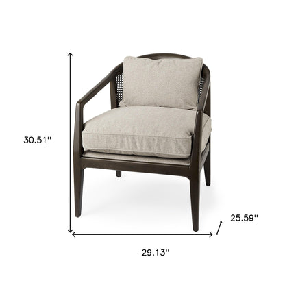 29" Gray and Brown Fabric Arm Chair