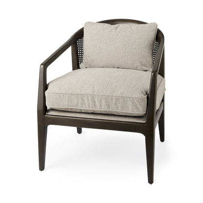 29" Gray and Brown Fabric Arm Chair