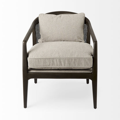 29" Gray and Brown Fabric Arm Chair