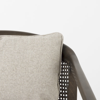 29" Gray and Brown Fabric Arm Chair