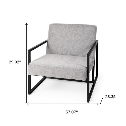 33" Gray and Black Fabric Wingback Chair